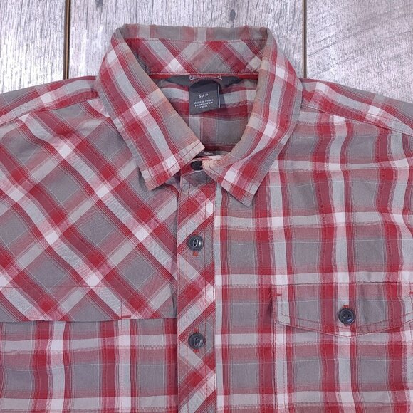 Outdoor Research Shirt Mens Small Riff Red Plaid Short Sleeve Button Camp Top - Picture 1 of 7